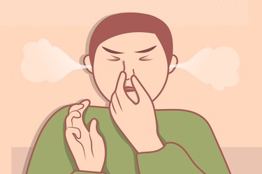 Illustration of a person holding in a sneeze
