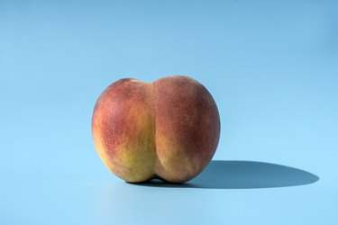 peach on a blue background