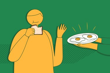 custom graphic showing person skipping protein at breakfast, eating toast instead of eggs