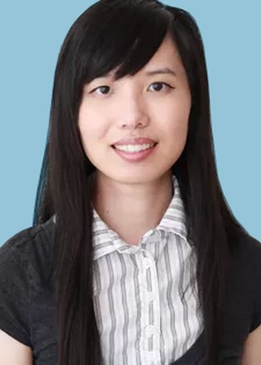 a headshot of Bronte Yang, DO on a blue background