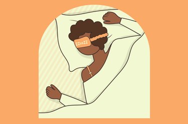 an illustration of a person sleeping in bed with their bra strap showing