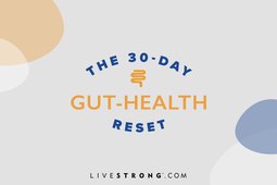 illustration showing 30-day gut-health reset logo on gray background