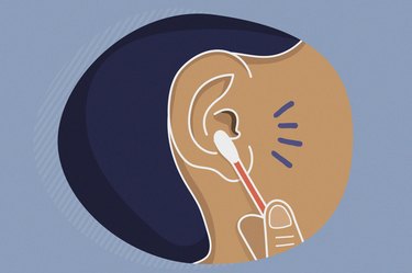 Illustration of a person using a cotton swab in her ears
