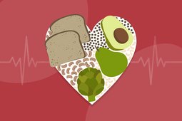 illustration of high-fiber foods in a heart with life line